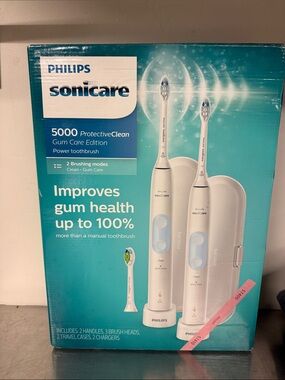 Philips Sonicare 5000 Electric Toothbrush Set - Teal & White, NIB